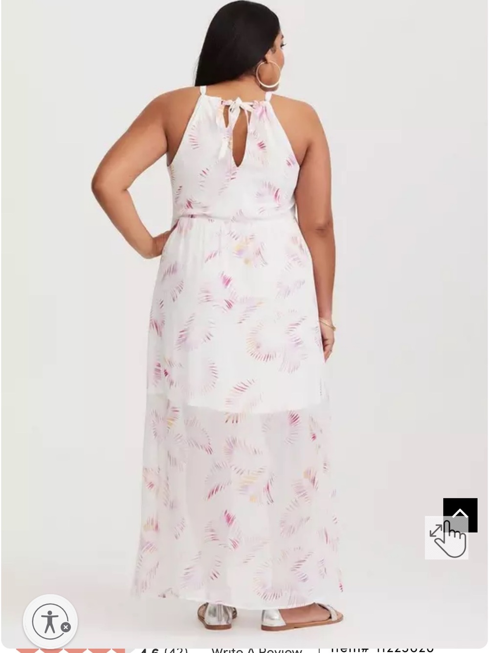 Torrid White Palm Leaf Chiffon Maxi Dress - White/Pink - Picture 3 of 7